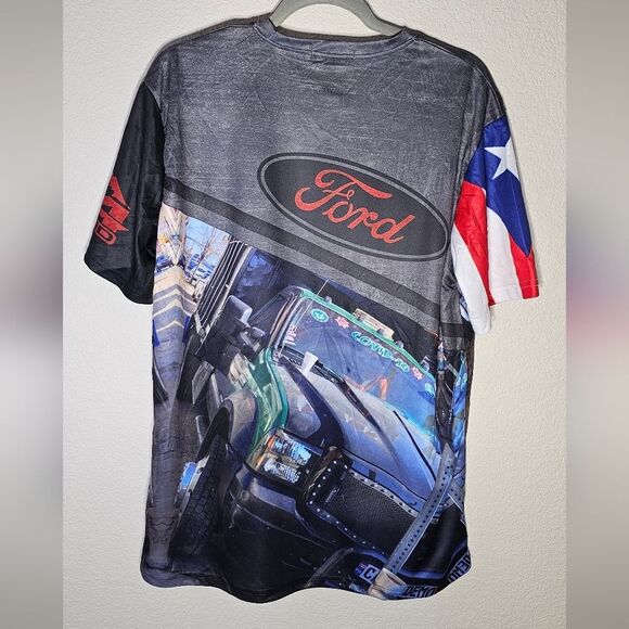 JD Fabrication Men's Med. T-shirt Green & Blue Ford Truck Short Sleeve Top NWOT - Picture 3 of 4